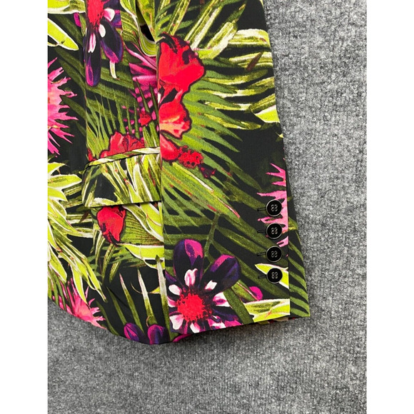 Chicos Women's 12-14 Blazer Bright Floral Purple Yellow Green - Picture 2 of 9